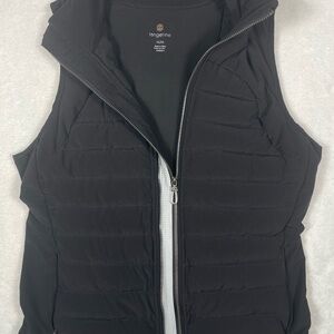 Tangerine Black Quilted Vest with Silver Zipper